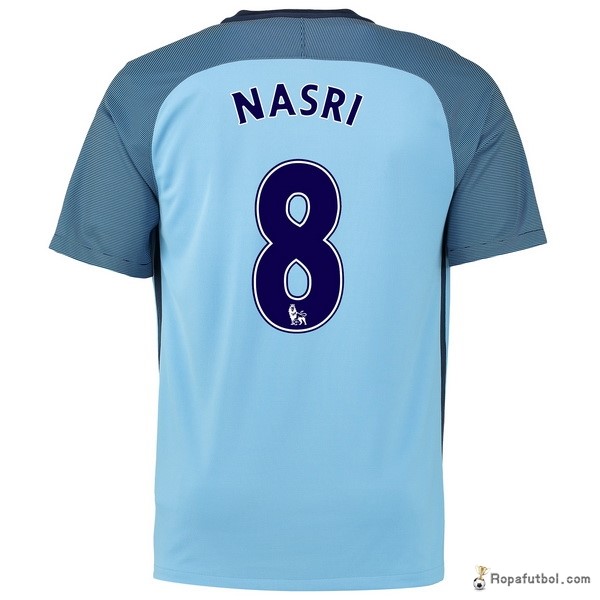 Camiseta Manchester City Replica Primera Ropa Nasri 2016/17 Azul